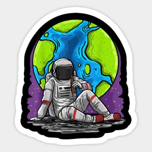 Astronaut Beer Earth Funny Spaceman Drinking Alcohol Gift Sticker